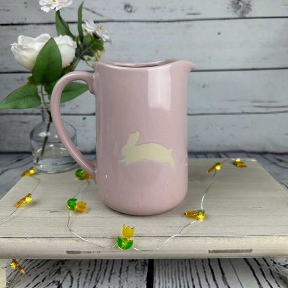 🌸 Lavender Ceramic Bunny Pitcher – Spring Easter Décor, Farmhouse Style - Picture 4 of 8